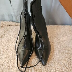 Charles & Keith Faux Leather Black Boots 4” US8.5/39